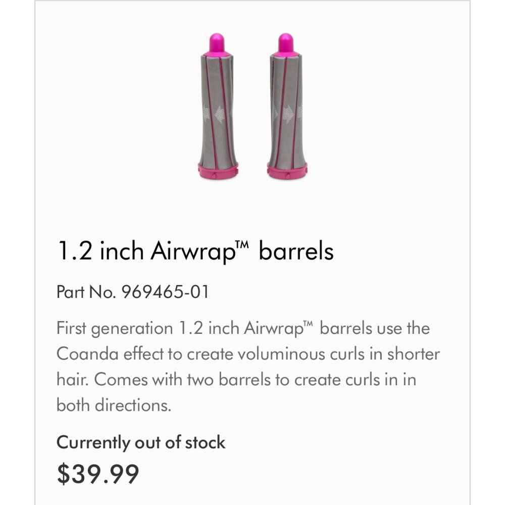 Dyson Airwrap 1.2 inch barrels part # 969465-01 - Picture 3 of 3